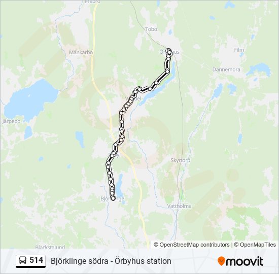 514 bus Line Map