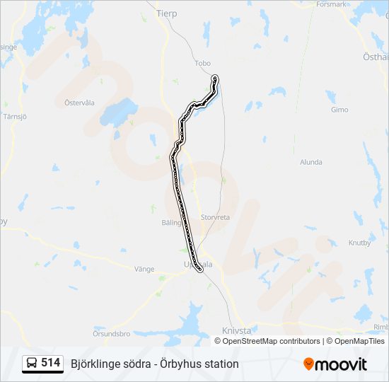 514 bus Line Map