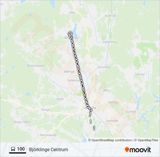 100 bus Line Map