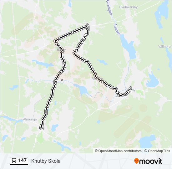 147 bus Line Map