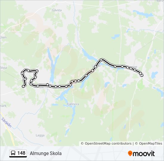 148 bus Line Map