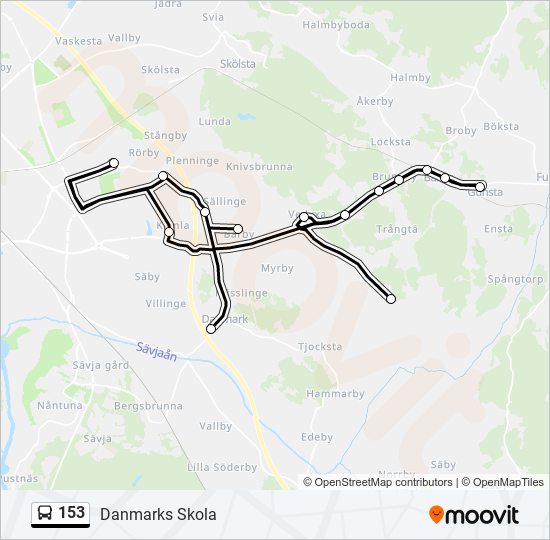 153 bus Line Map