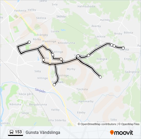 153 bus Line Map