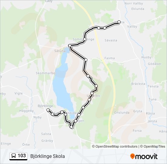 103 bus Line Map