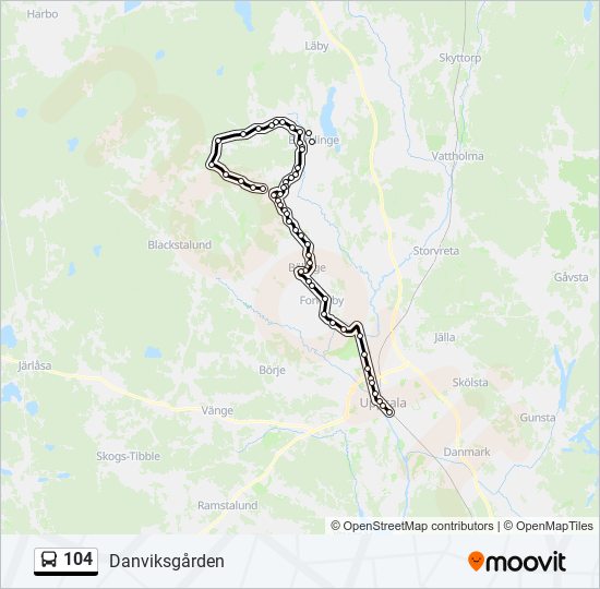 104 bus Line Map