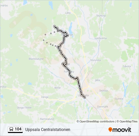 104 bus Line Map