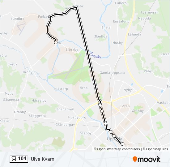 104 bus Line Map