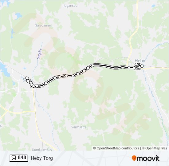 848 bus Line Map