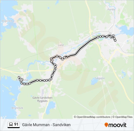 91 bus Line Map