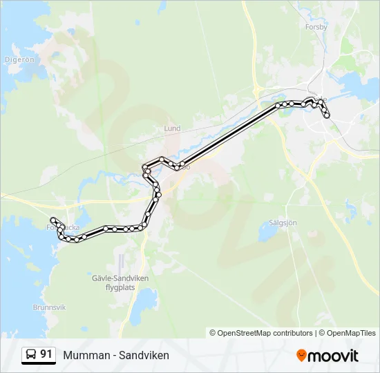 91 Bus Line Map