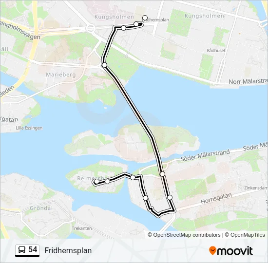 54 Bus Line Map