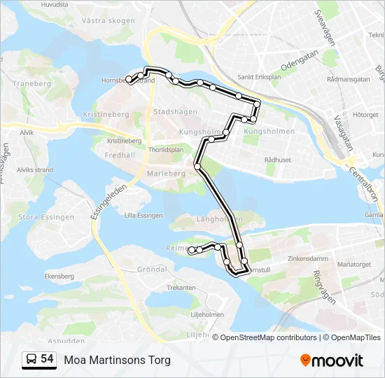54 Bus Line Map