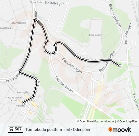 507 Bus Line Map