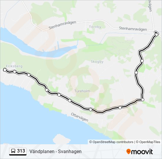 313 bus Line Map