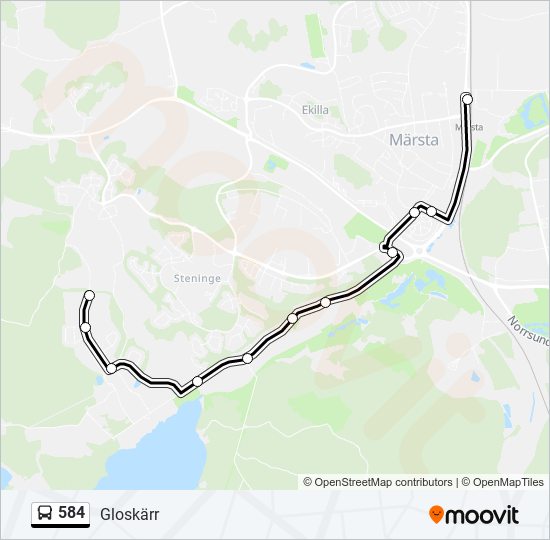 584 bus Line Map