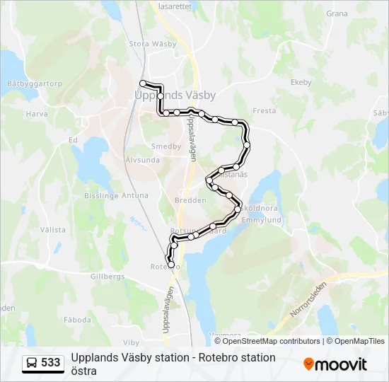 533 Bus Line Map