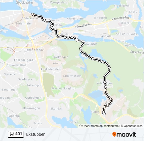 401 bus Line Map