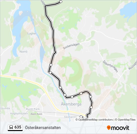 635 bus Line Map