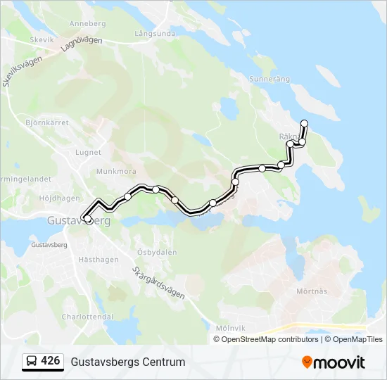 426 buss Linje karta
