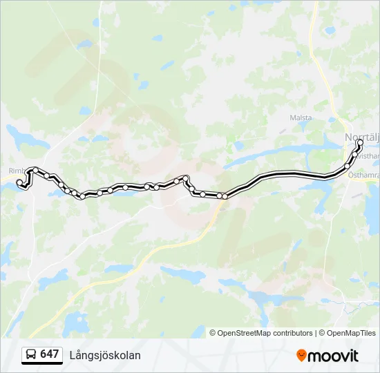 647 Bus Line Map