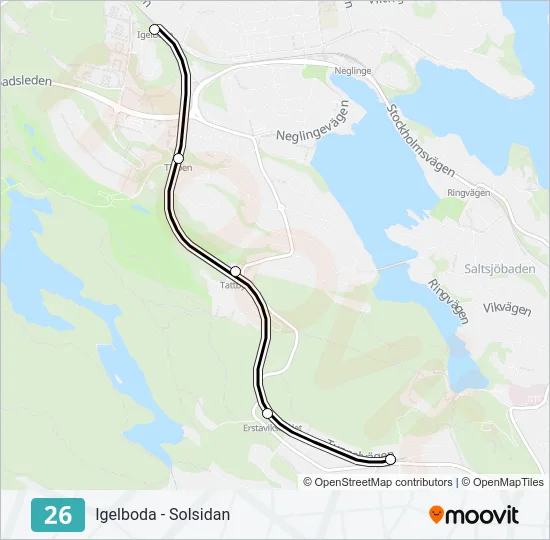 26 spårväg Linje karta