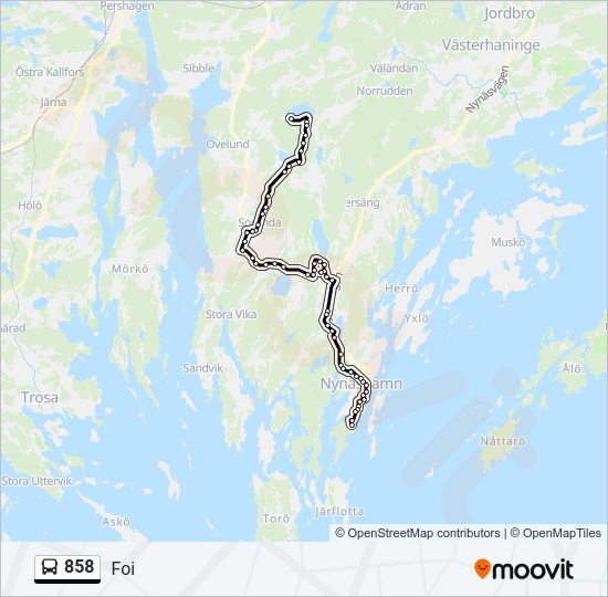 858 bus Line Map