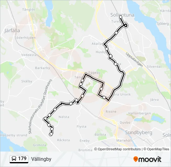 179 buss Linje karta