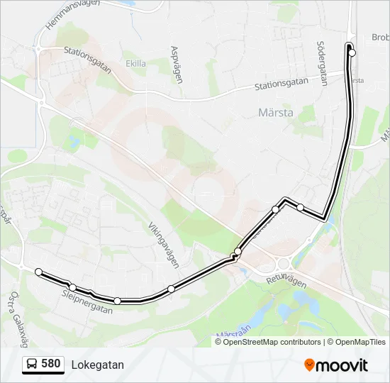 580 Bus Line Map