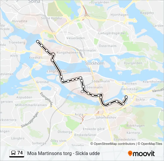 74 Bus Line Map