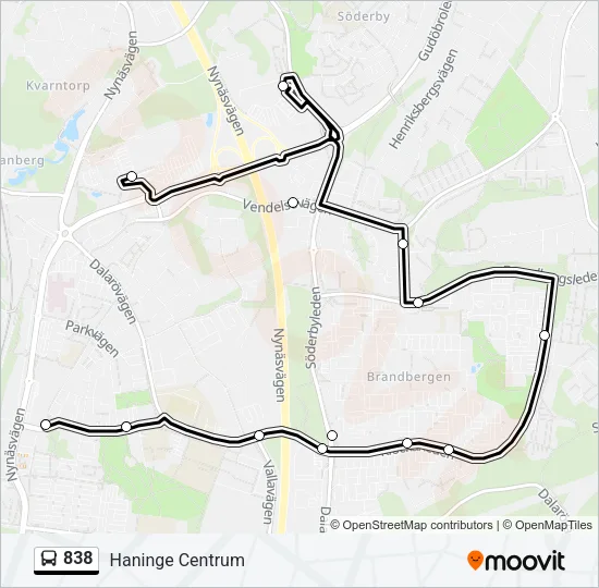 838 Bus Line Map