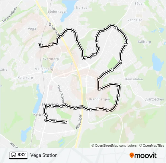 832 Bus Line Map