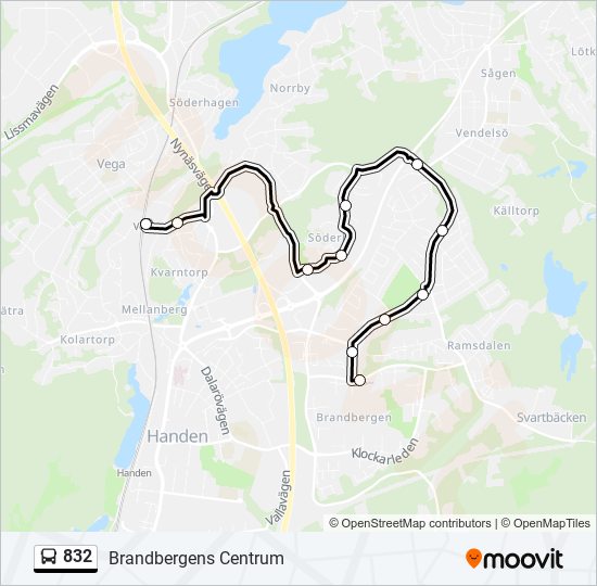 832 bus Line Map