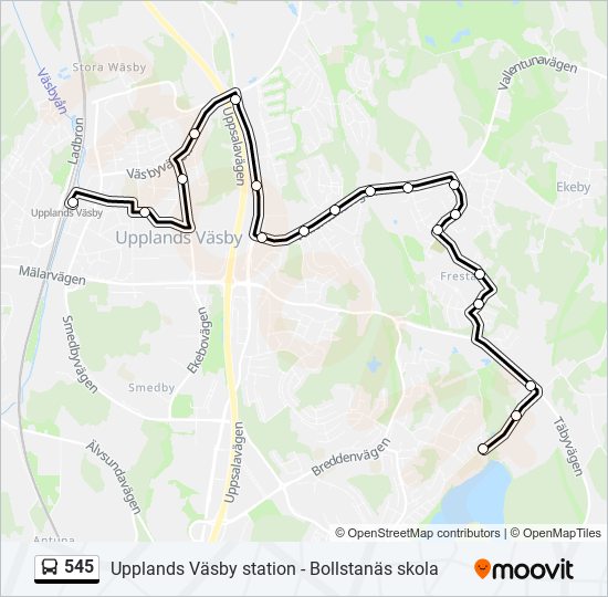 545 bus Line Map