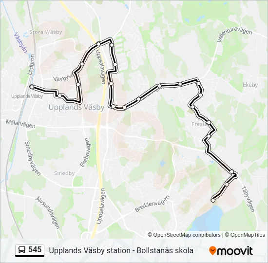 545 Bus Line Map