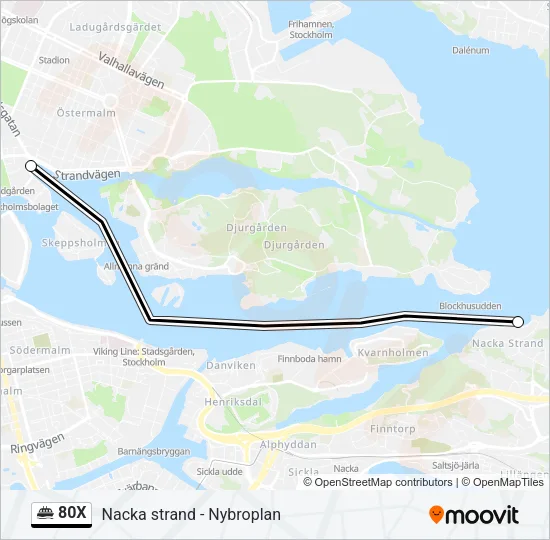 80X Ferry Line Map