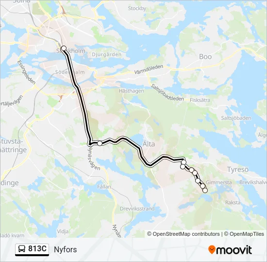 813C Bus Line Map