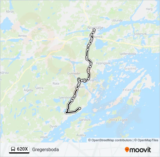 620X Bus Line Map