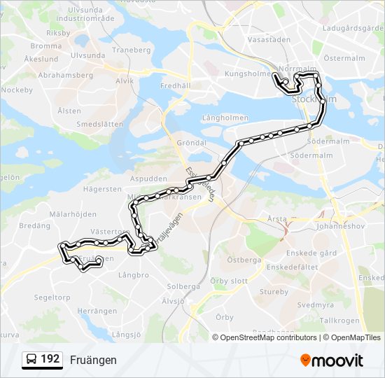 192 Rutt: Tidtabeller, Hållplatser & Kartor - Fruängen (Uppdaterat)
