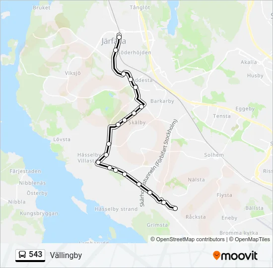 543 Bus Line Map