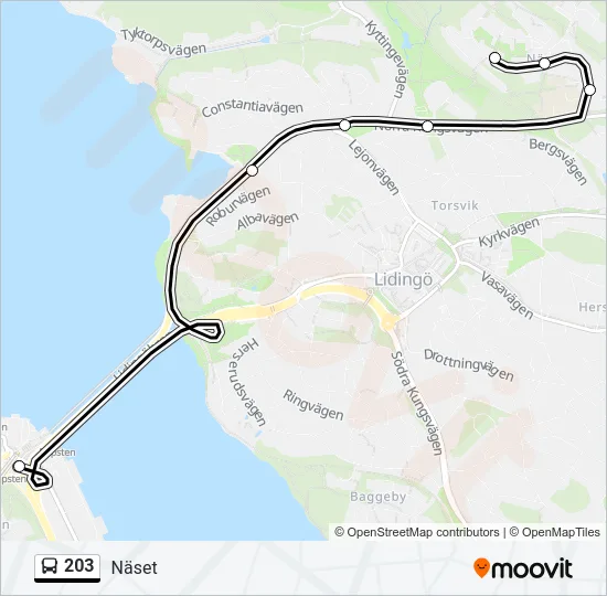 203 Bus Line Map