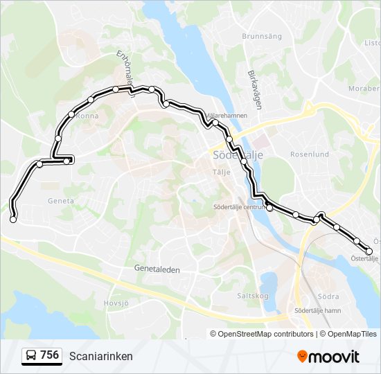 756 Rutt Tidtabeller, Hållplatser & Kartor Scaniarinken (Uppdaterat)