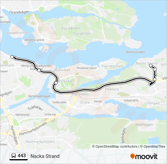 443 Bus Line Map