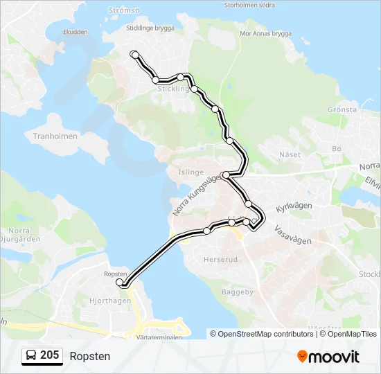 205 Bus Line Map