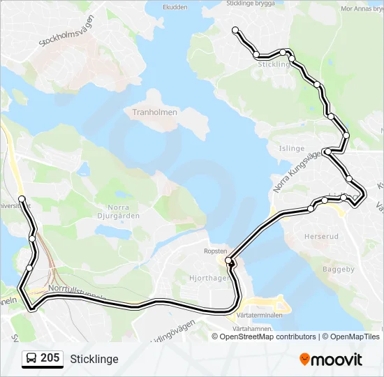 205 Bus Line Map