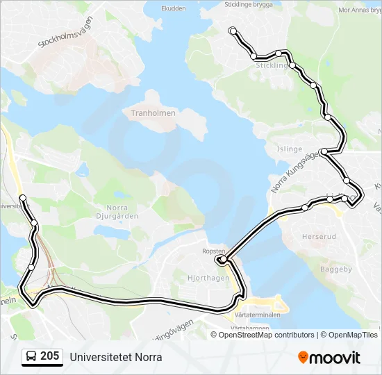 205 Bus Line Map