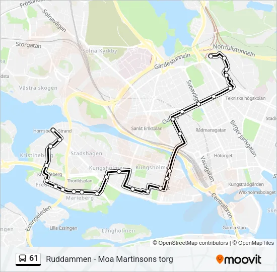 61 Bus Line Map