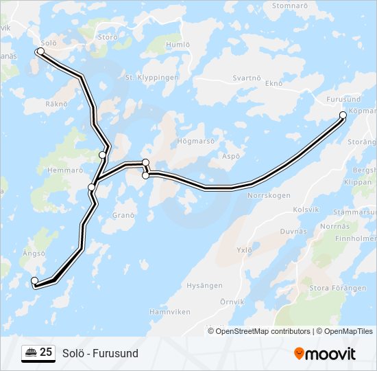 25 färja Linje karta