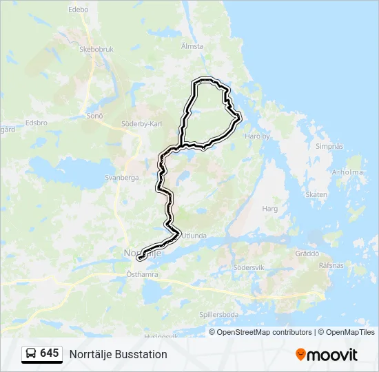 645 Bus Line Map