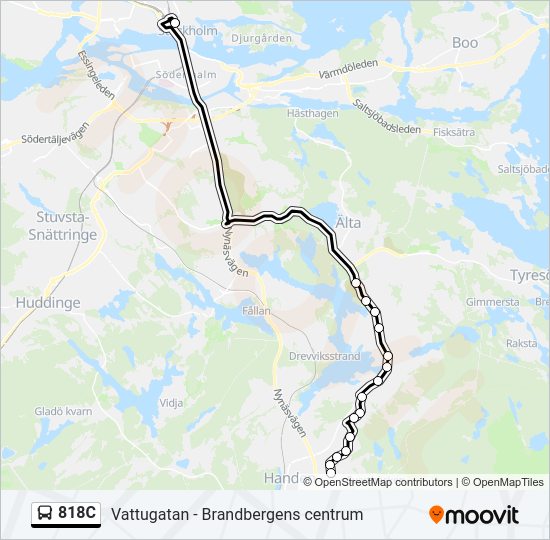 818C bus Line Map