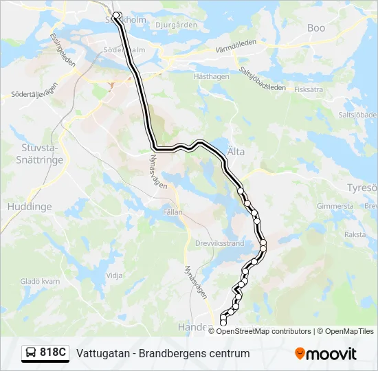 818C Bus Line Map
